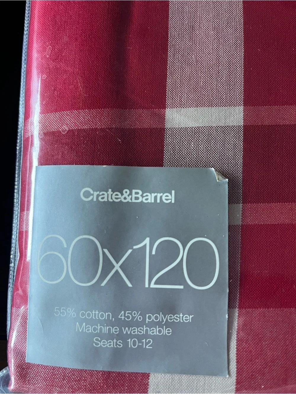Crate&Barrel Red Plaid Tablecloth 60“ x 120“ NWT